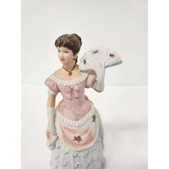 Vintage Homco Victorian Lady With Fan Shall We Dance Figurine Porcelain #1421 - Picture 2 of 11